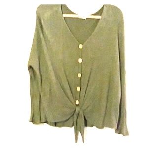 Olive Green Waffle Knit Top